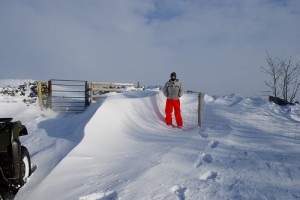 Huge snow drifts on the hill